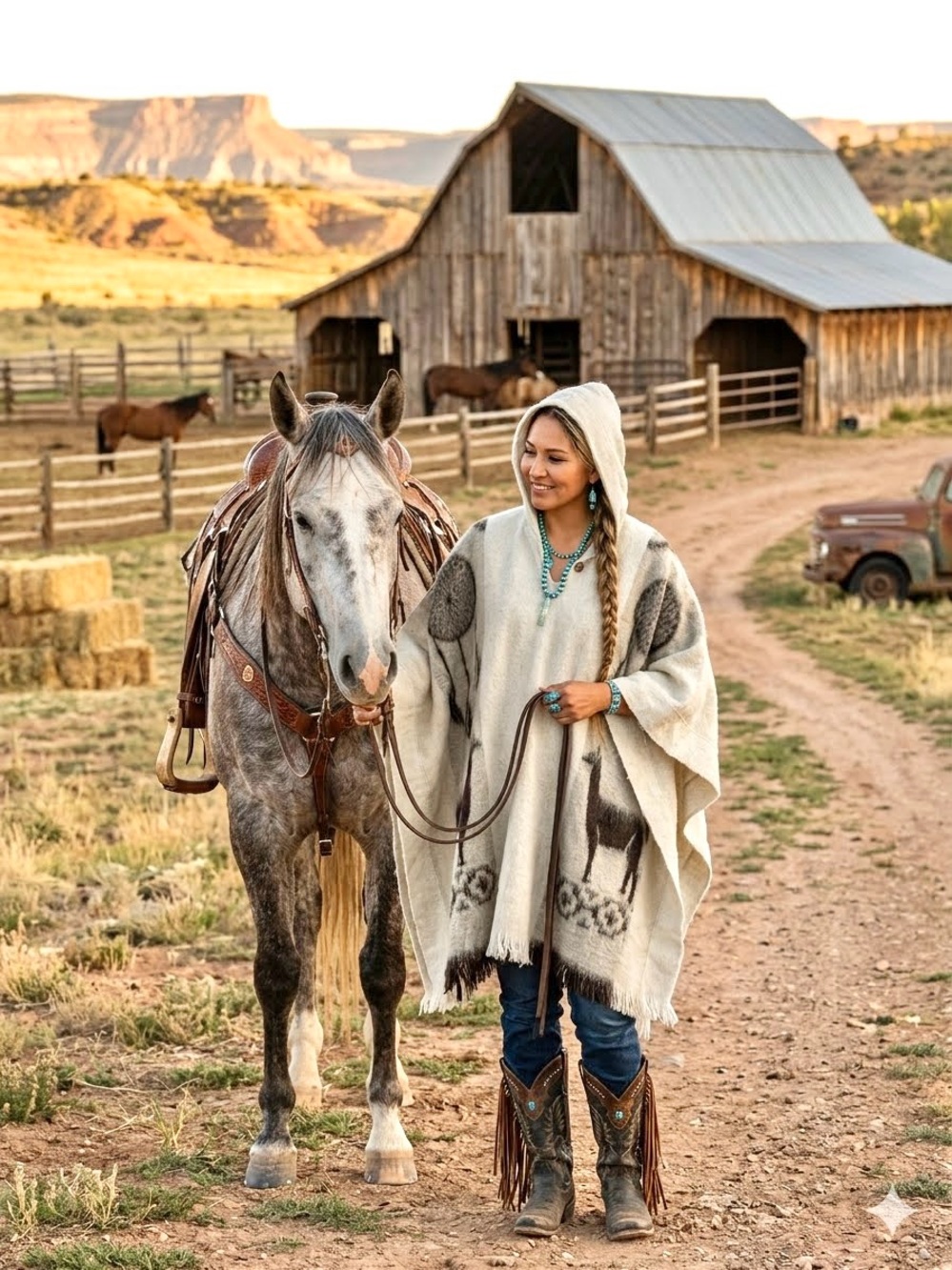 Alpaca dreamcatchers/|lamas vintage poncho sweater w cottagecore cabin vibe